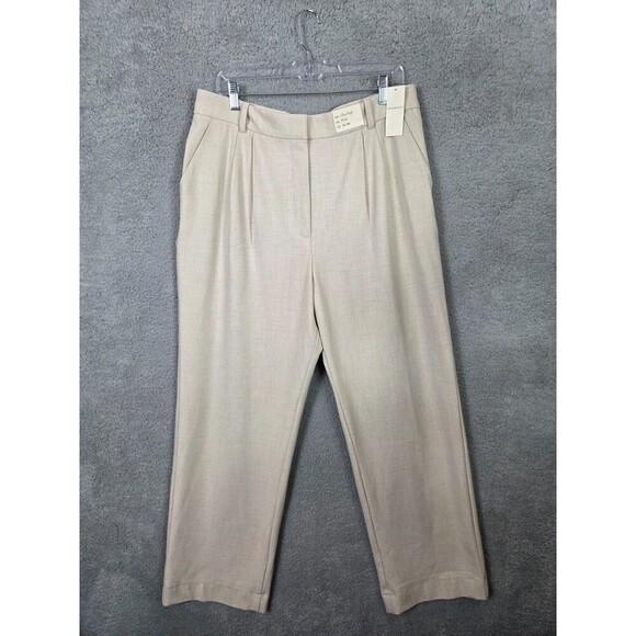 A&F Wide Leg Pants Quinn Tailored Straight Sz 16R/18R Oatmeal Office Siren - Picture 4 of 11